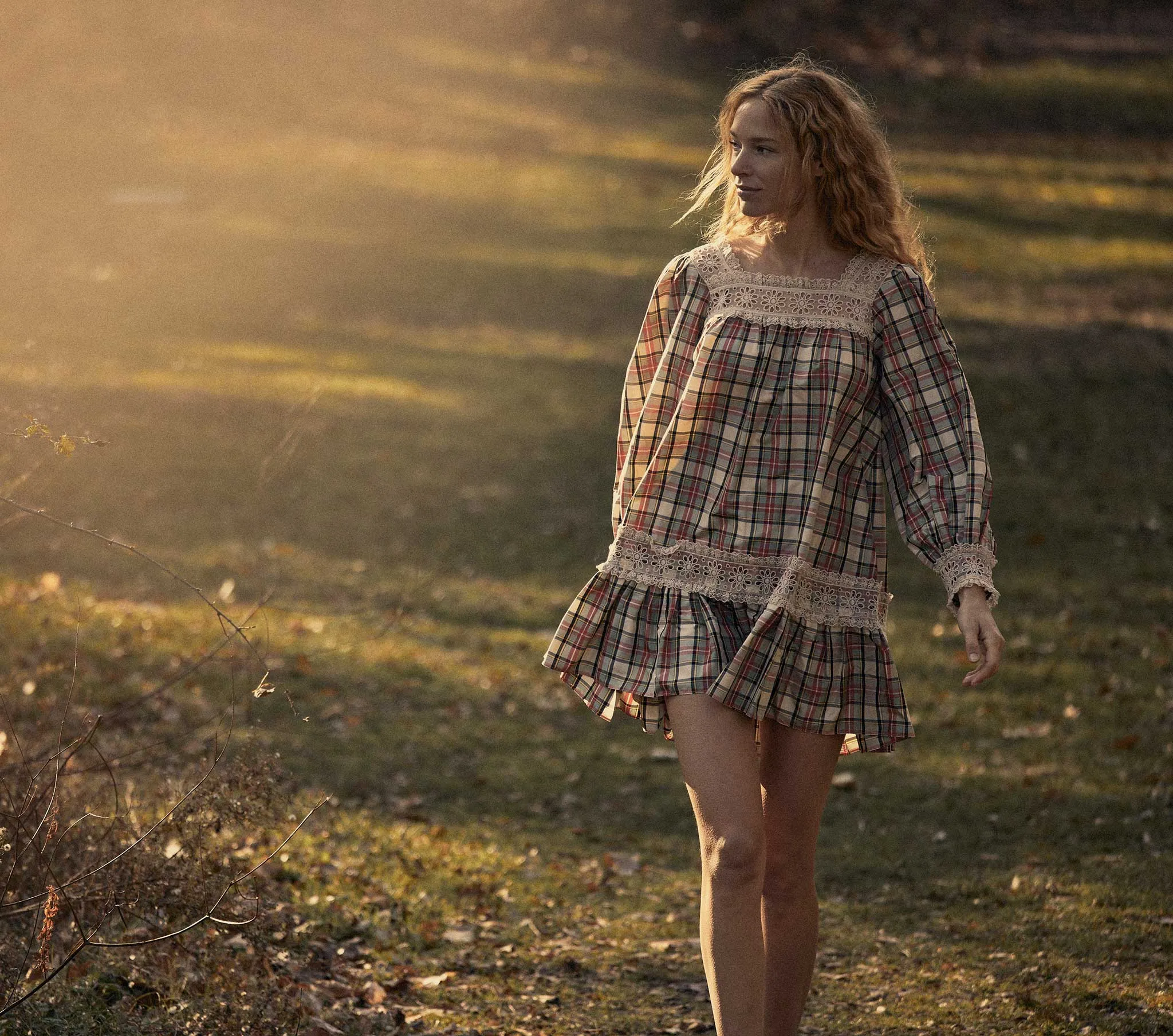 HMD -- MAGNA DRESS -- CREAM BRONTE PLAID sold by Doen