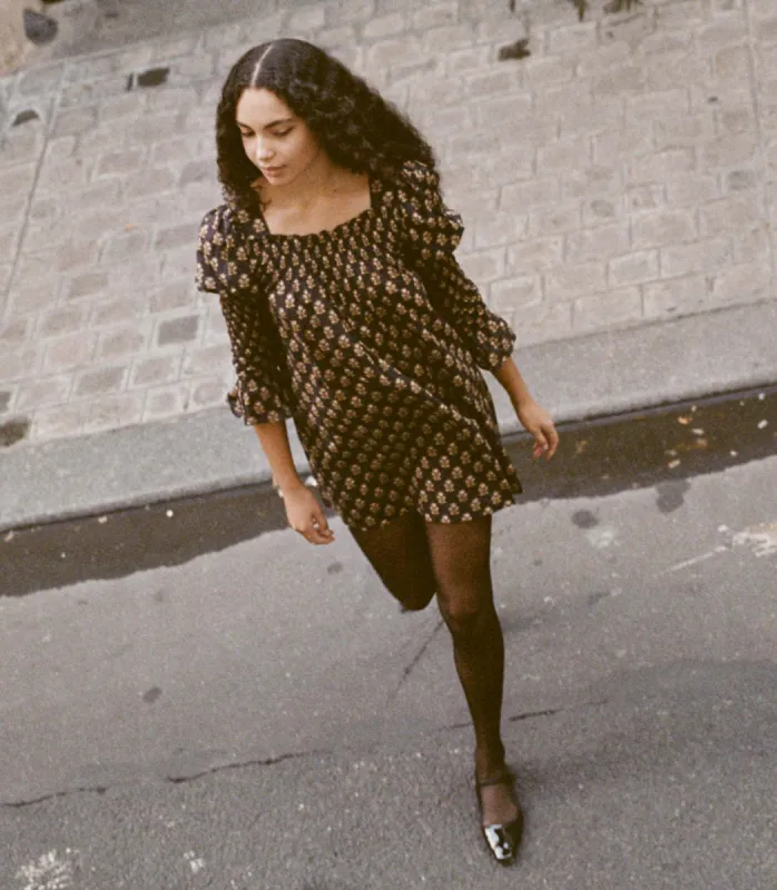 SABIA DRESS -- NOIR MEADOWSWEET FLORAL sold by Doen