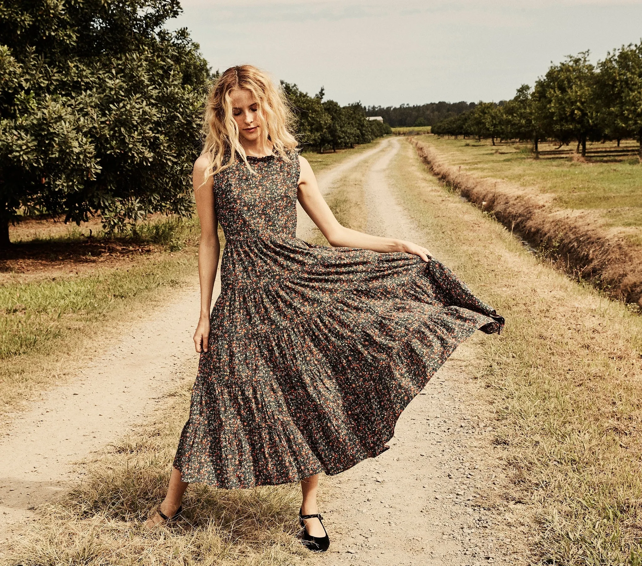 HMD -- RAVEN DRESS -- BLACK PETIT JARDIN PRINT sold by Doen