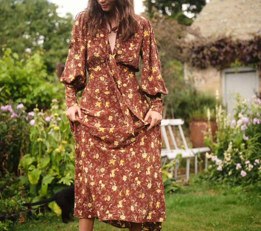 HMD -- BLOSSOM DRESS -- CHERRYWOOD WINDING VINE FLORAL sold by Doen