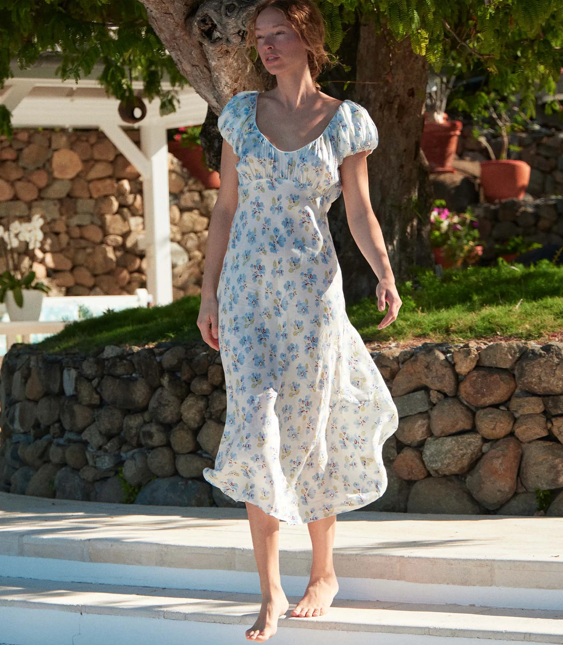 FLORENCIA DRESS -- BLEU FROLICKING FLORAL sold by Doen