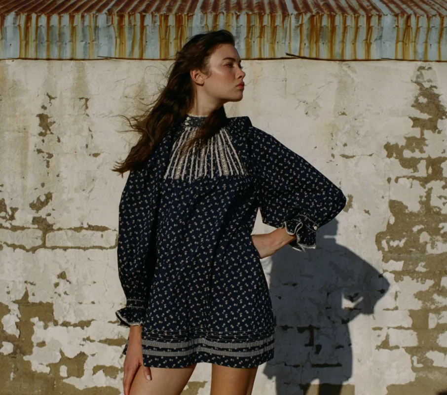 HMD -- BEATRICE DRESS -- INDIGO CALICO sold by Doen
