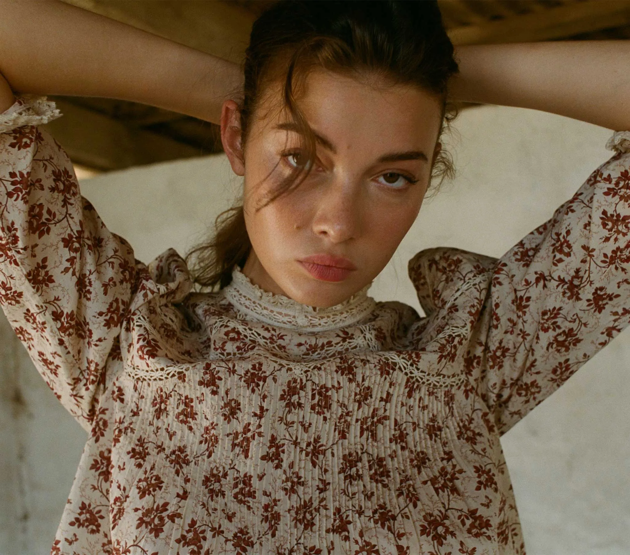 HMD -- ANNETTE TOP -- BURGUNDY SONGBIRD TOILE sold by Doen product image thumbnail 3