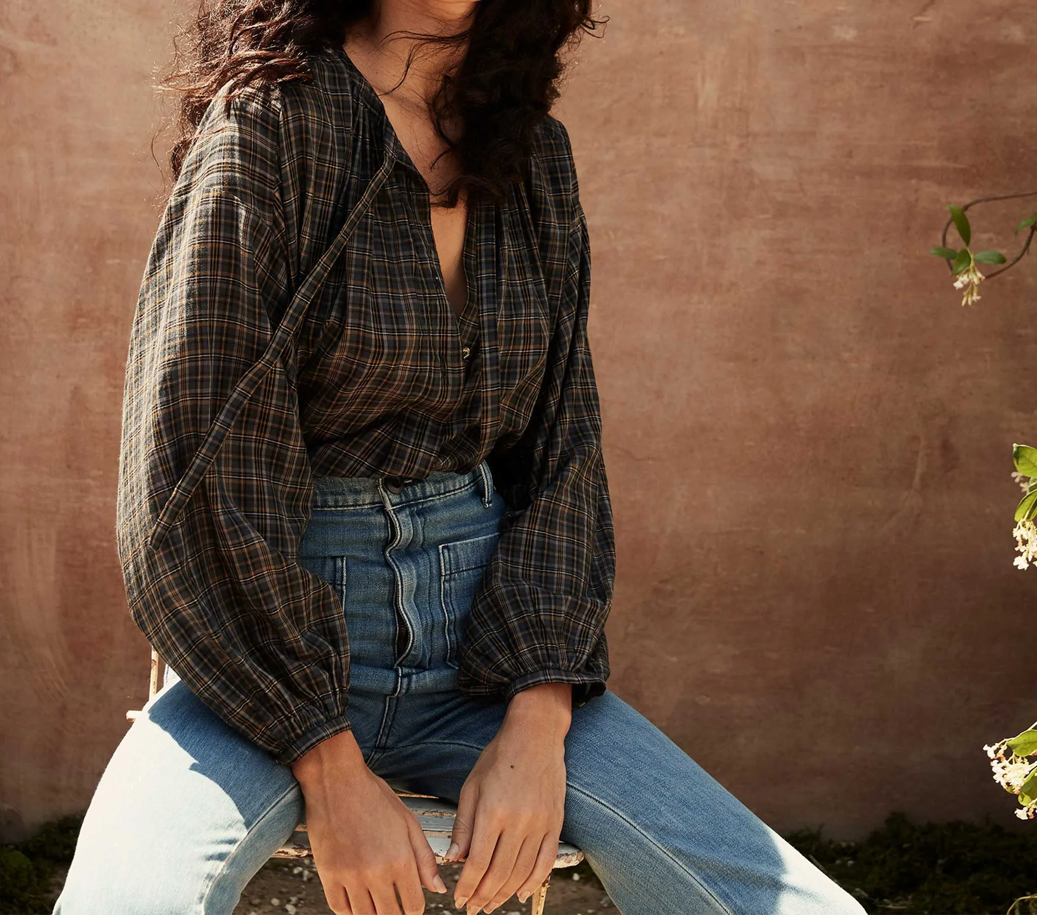 HMD -- GUADALUPE TOP -- FRENCH PLAID NAVY sold by Doen product image thumbnail 2