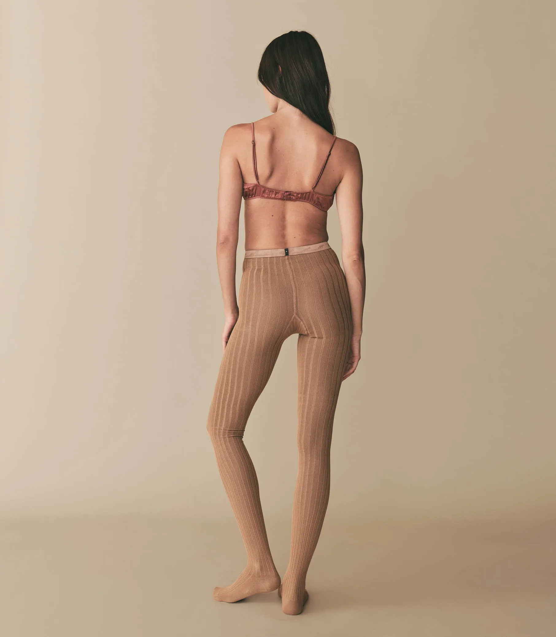 COLLÉGIEN RIBBED TIGHTS -- CARAMEL BEURRE SALÉ sold by Doen product image thumbnail 3