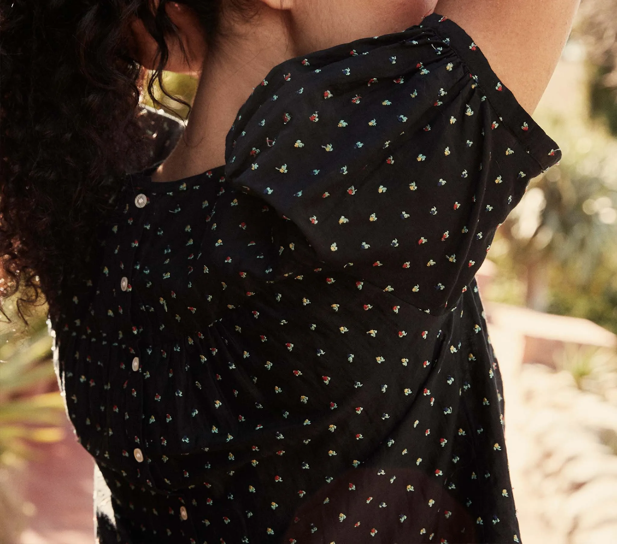 HMD -- PIROUETTE TOP -- BLACK W/ MULTI EMBROIDERY sold by Doen product image thumbnail 3