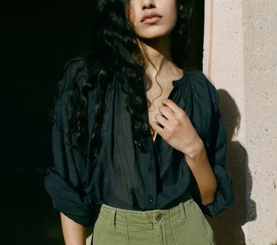 HMD -- THE JANE BLOUSE -- NAVY sold by Doen