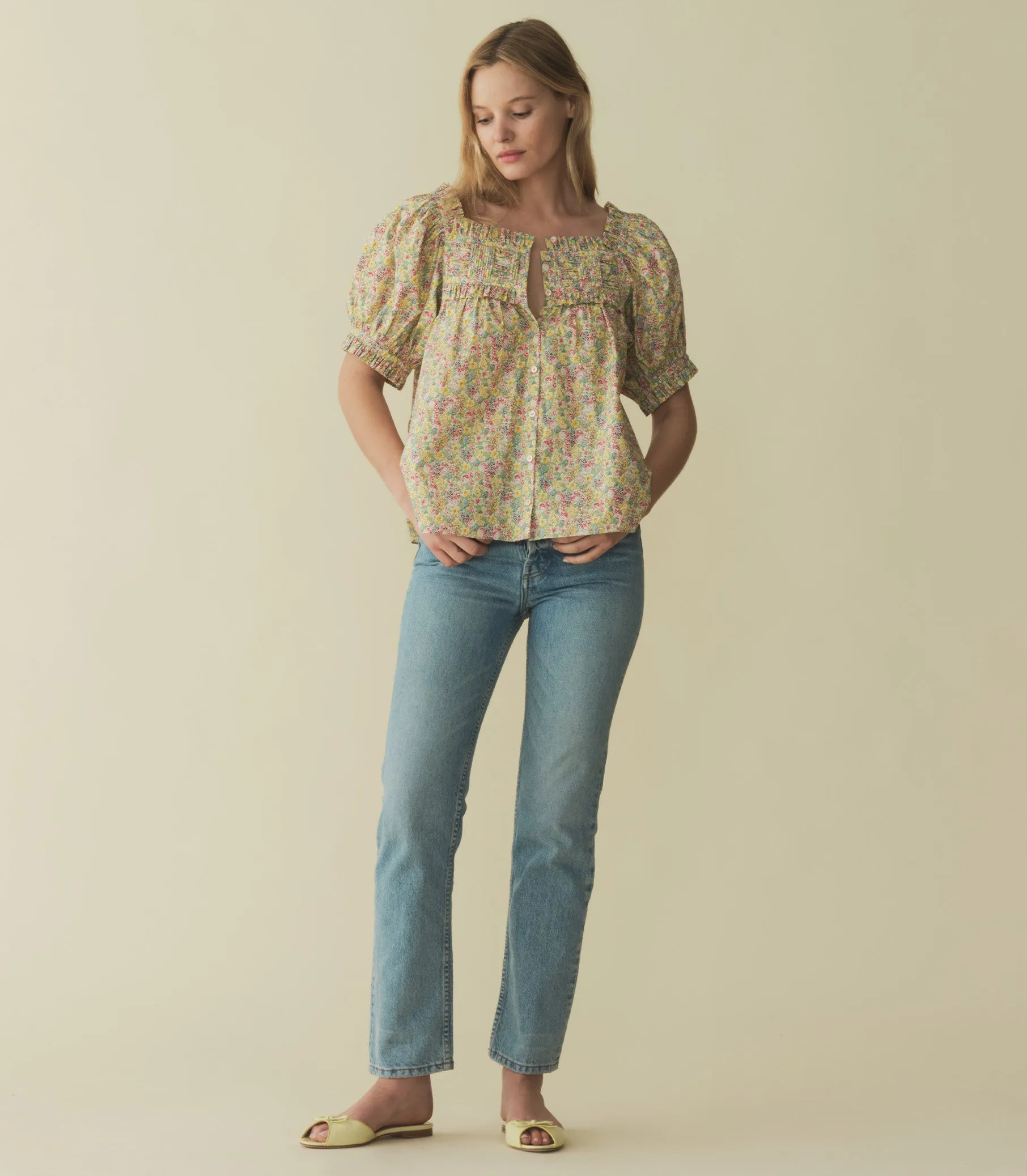 FARLEY TOP -- CHRYSANTHEMUM SKY FLORAL sold by Doen product image thumbnail 4