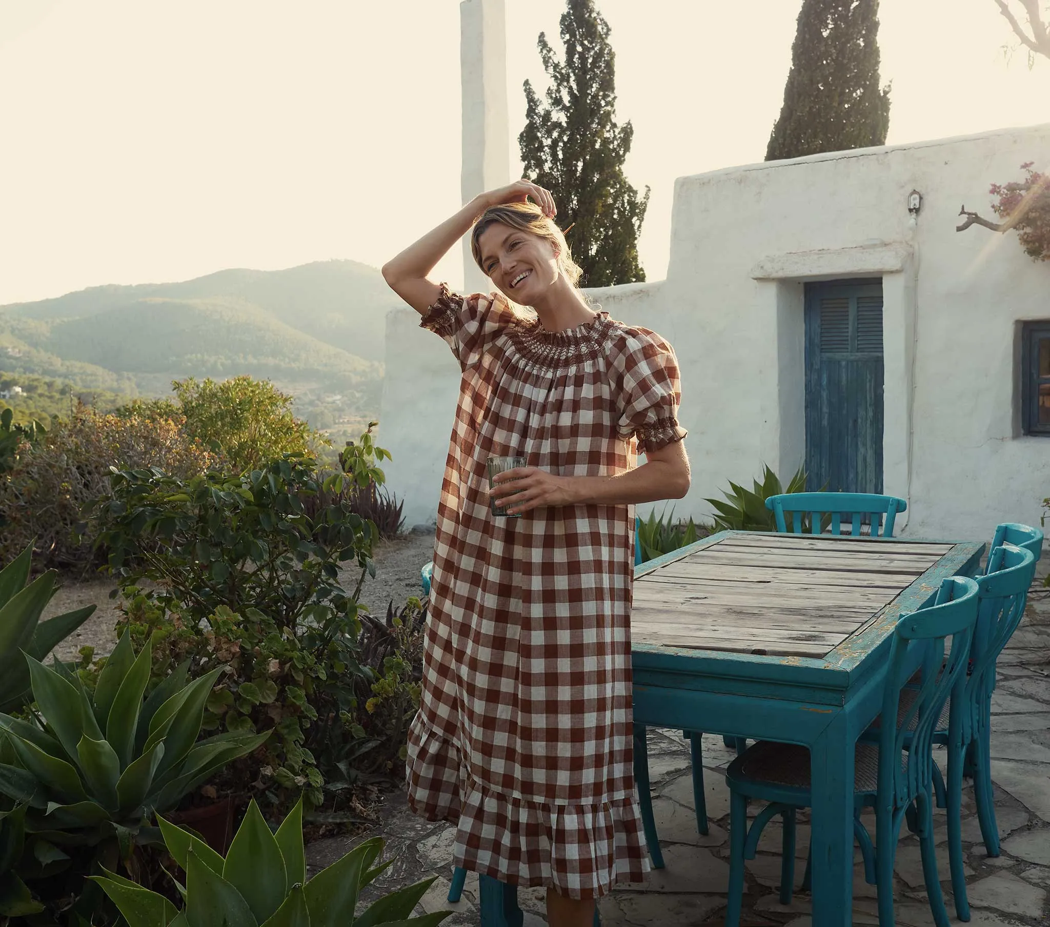 HMD -- RHONE DRESS -- ST OUEN NUTMEG PLAID sold by Doen product image thumbnail 4