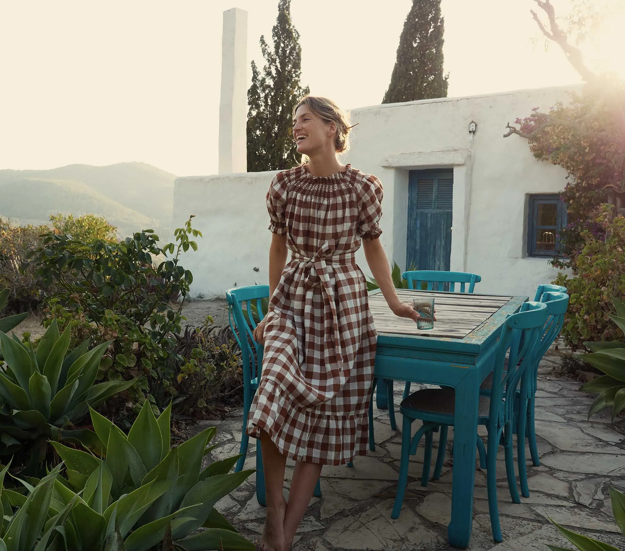 HMD -- RHONE DRESS -- ST OUEN NUTMEG PLAID sold by Doen