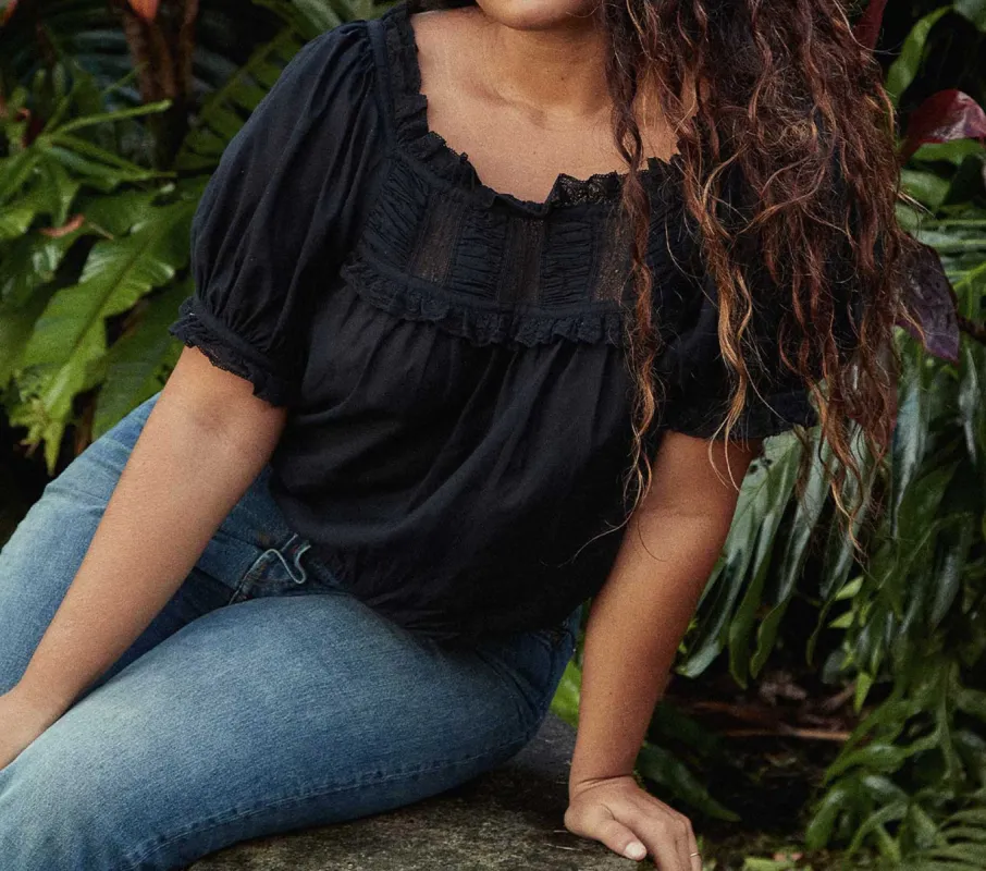 HMD -- FRANCES TOP -- BLACK sold by Doen