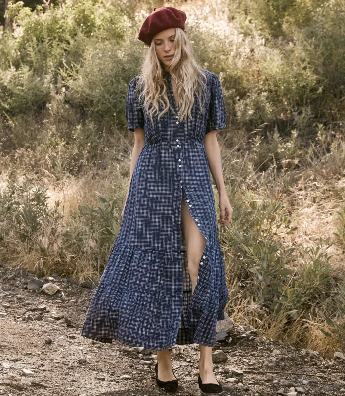 HMD -- REVI DRESS -- BLEU COTTAGE PLAID sold by Doen