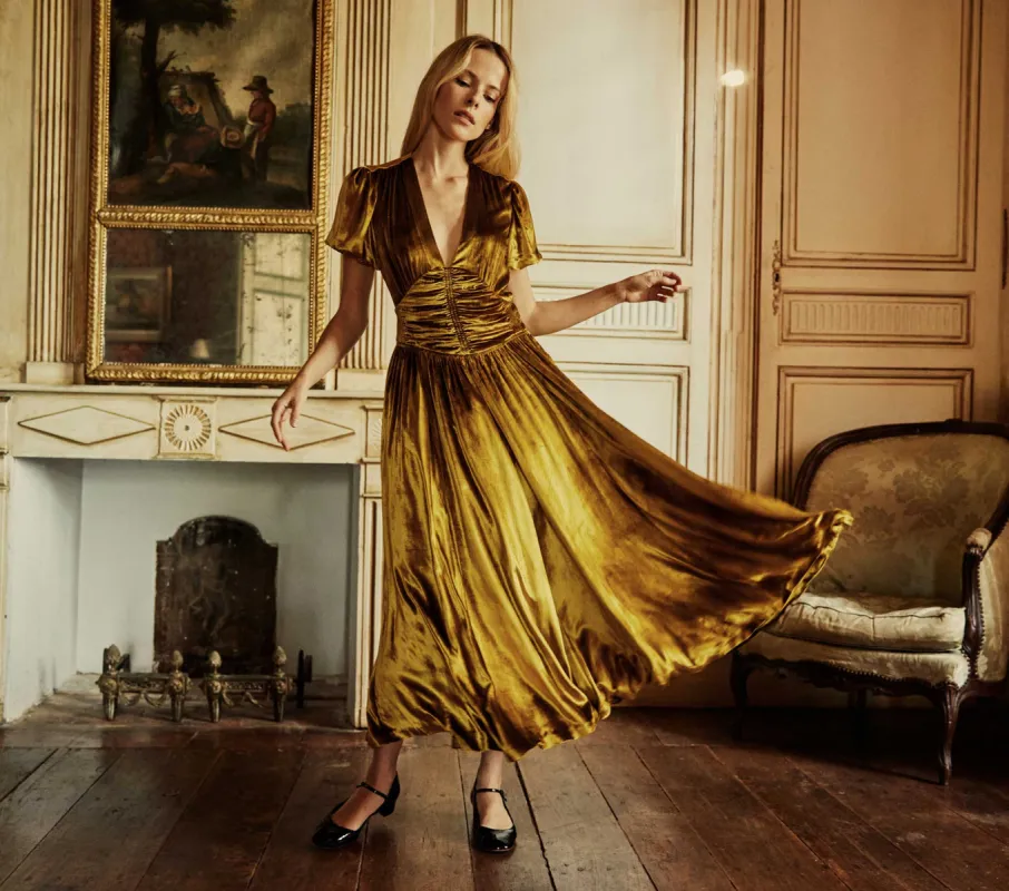 HMD -- CASSATT DRESS -- GOLDEN sold by Doen