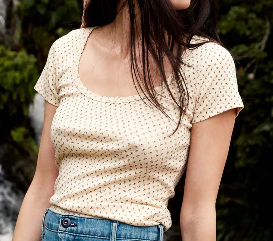 HMD -- BRIGITTE TEE -- CREAM ROSEBUD PRINT sold by Doen