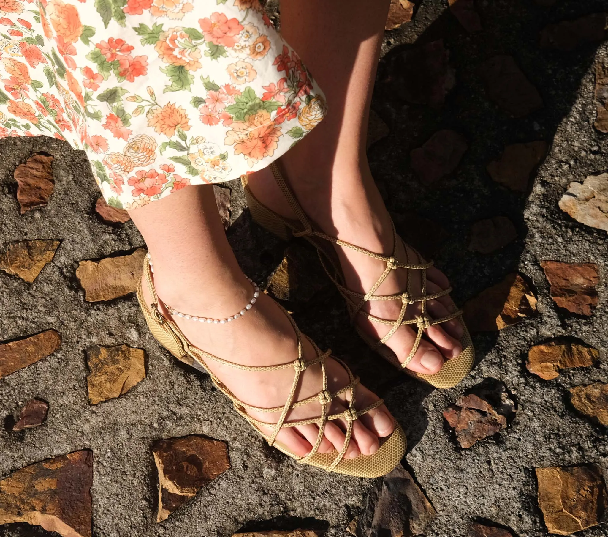 REVE BLOCK HEEL SANDAL -- TAN FAUX LIZARD sold by Doen product image thumbnail 2