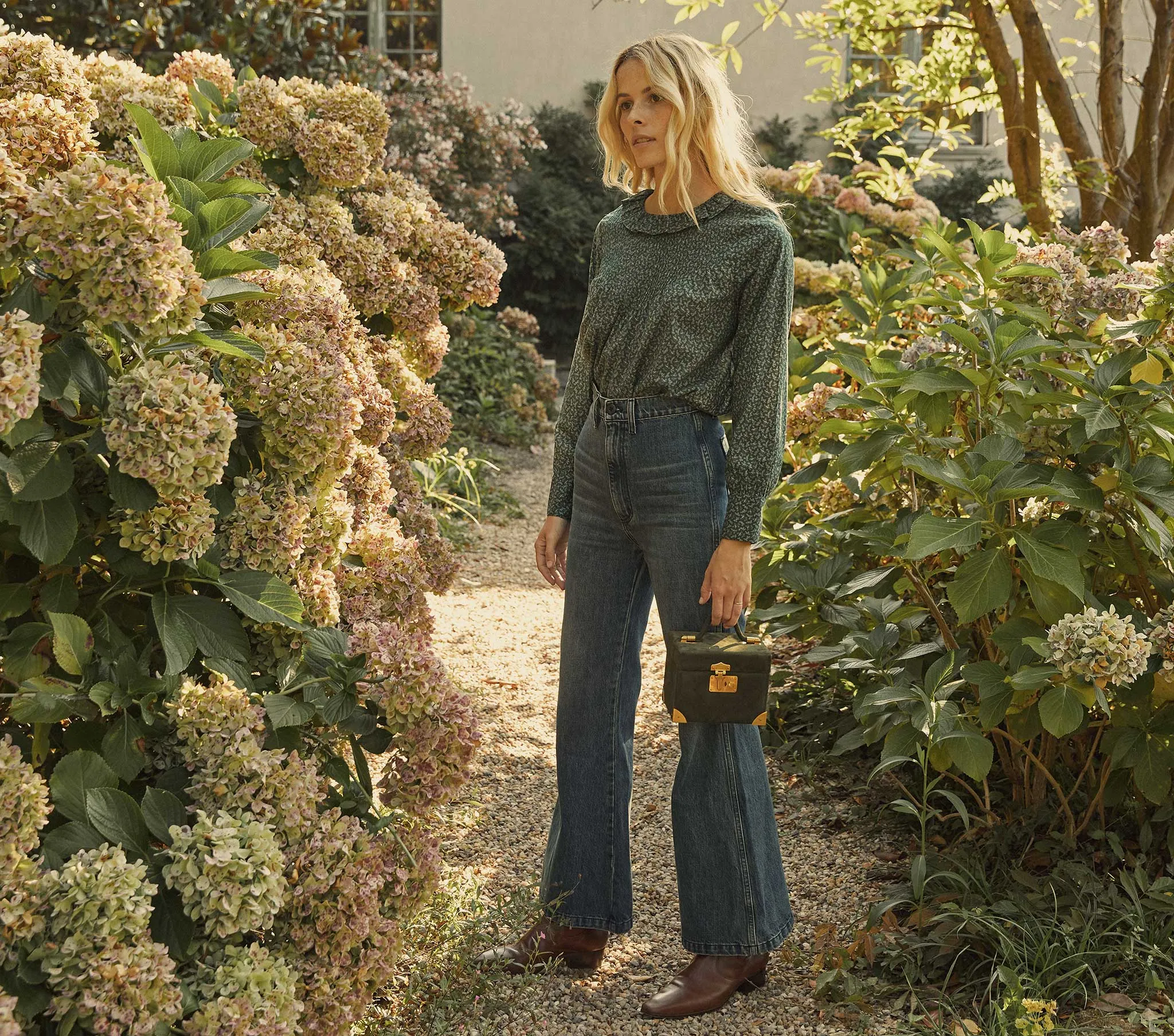 HMD -- PLUM TOP -- EVERGREEN WINTER DITSY sold by Doen