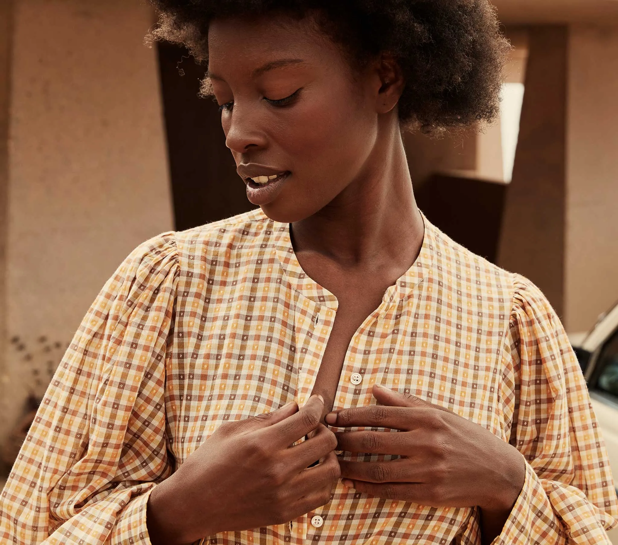 HMD -- SCARLET TOP -- ORANGE MERINGUE PLAID sold by Doen product image thumbnail 5