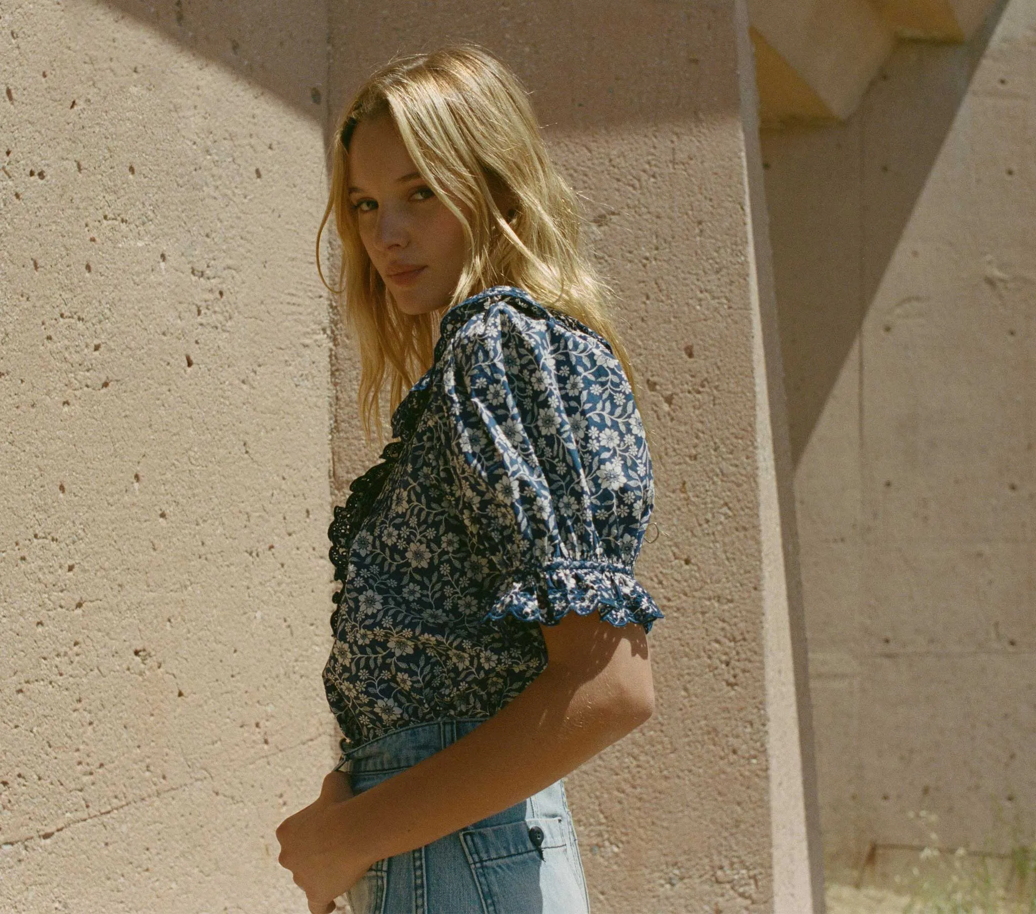 HMD -- QUINCY TOP -- BLUE JESSAMINE CALICO sold by Doen product image thumbnail 4