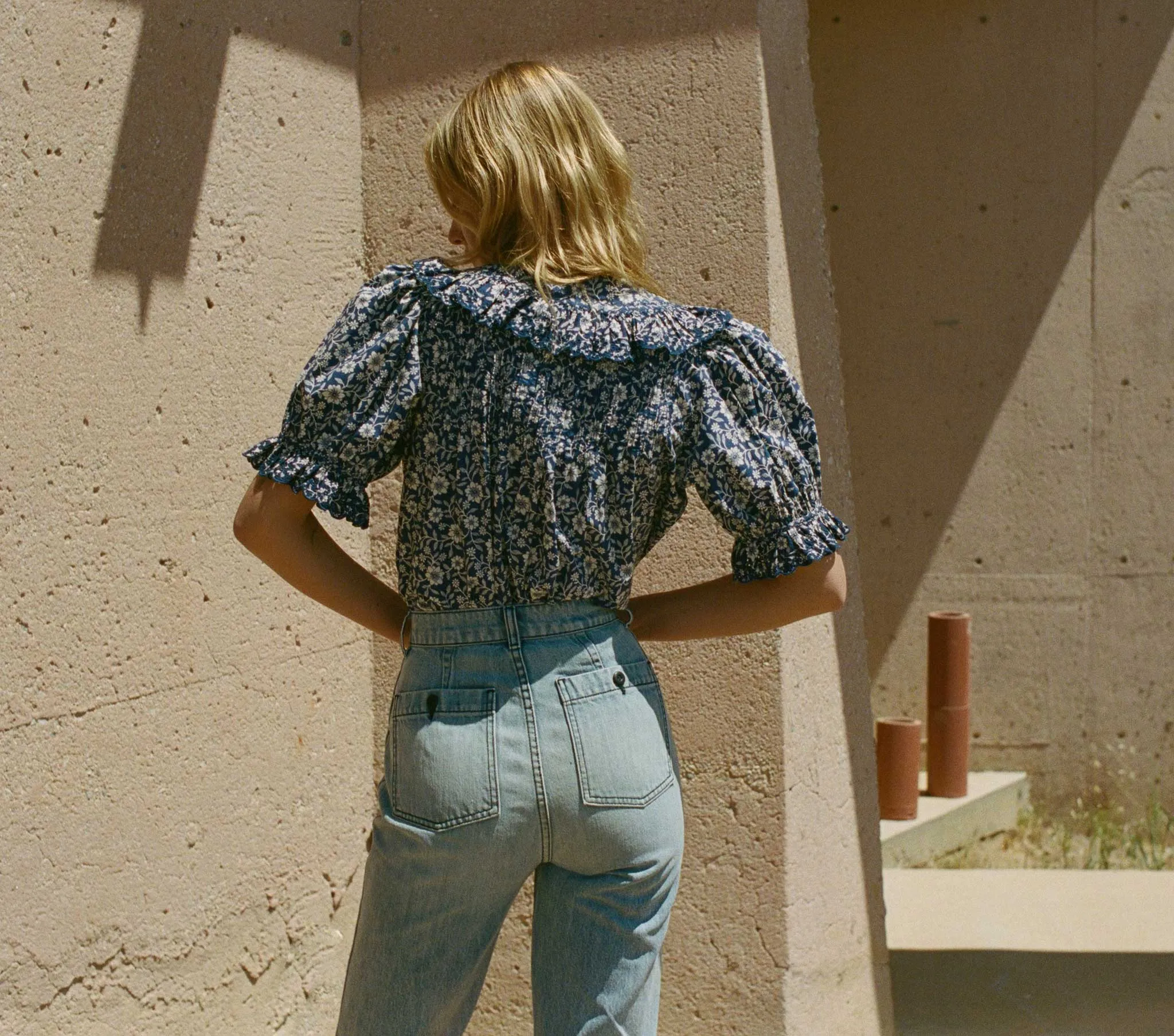 HMD -- QUINCY TOP -- BLUE JESSAMINE CALICO sold by Doen product image thumbnail 5