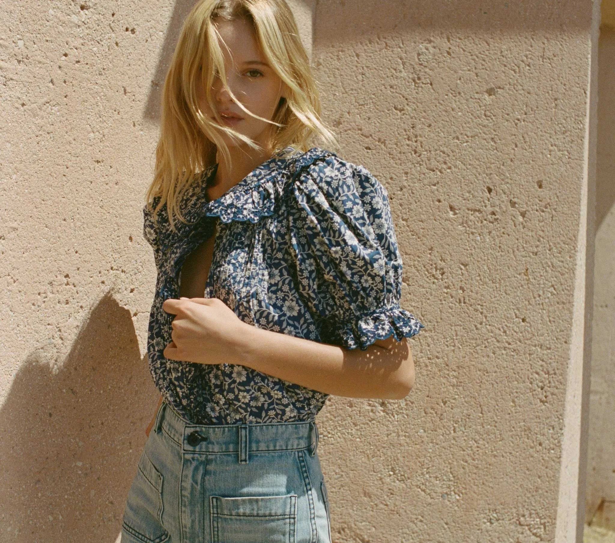 HMD -- QUINCY TOP -- BLUE JESSAMINE CALICO sold by Doen product image thumbnail 2