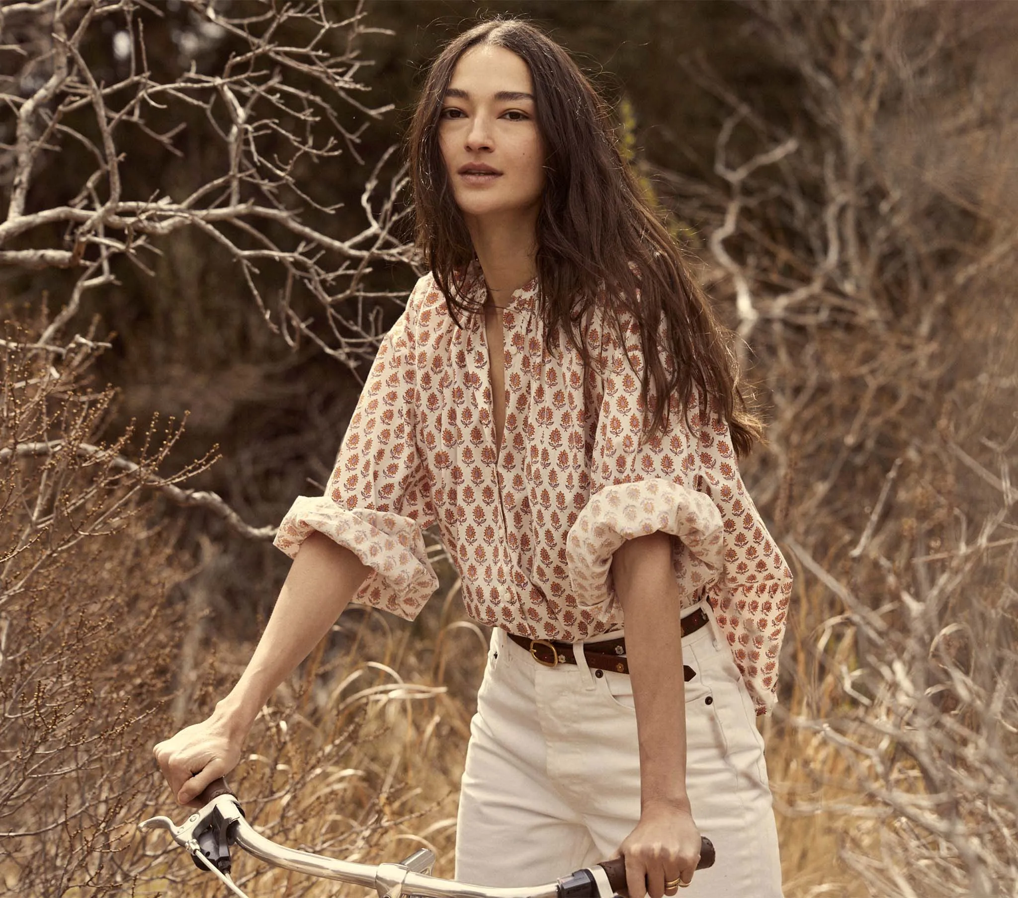 HMD -- THE JANE BLOUSE -- TRAVELER BLOCK PRINT sold by Doen