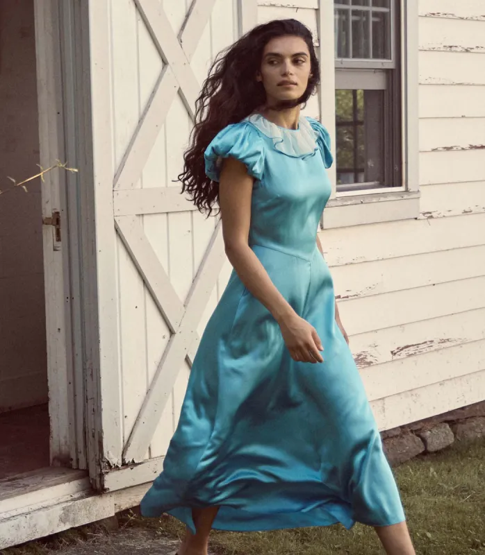 PAULINA DRESS -- BLUE TOPAZ sold by Doen