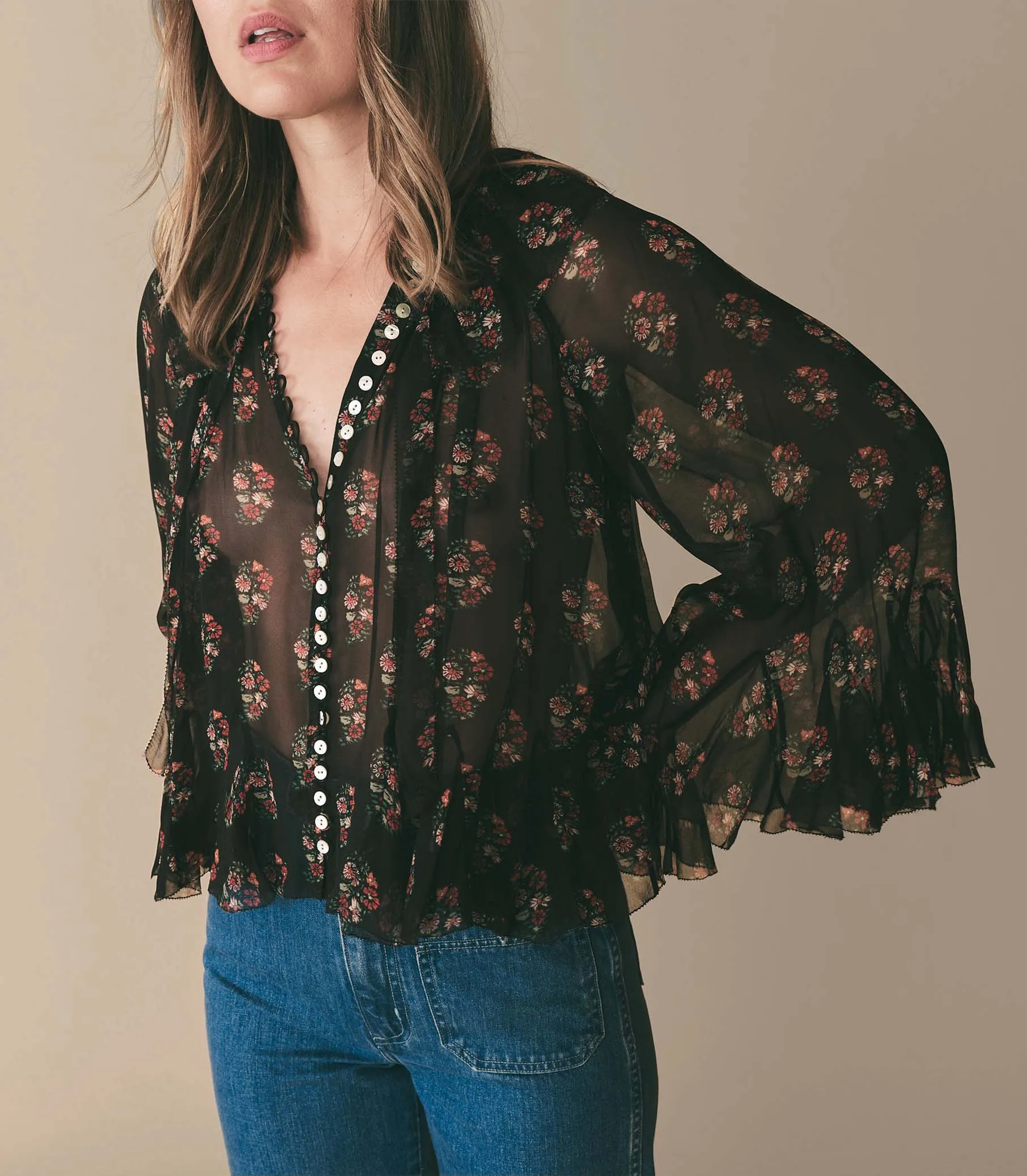 HMD -- KAHIRA TOP -- PAISLEY BOUQUET sold by Doen product image thumbnail 3