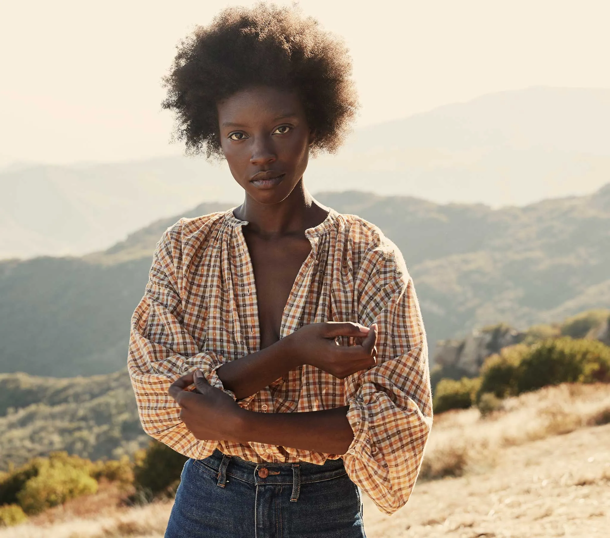 HMD -- THE JANE BLOUSE -- ORANGE MERINGUE PLAID sold by Doen product image thumbnail 4