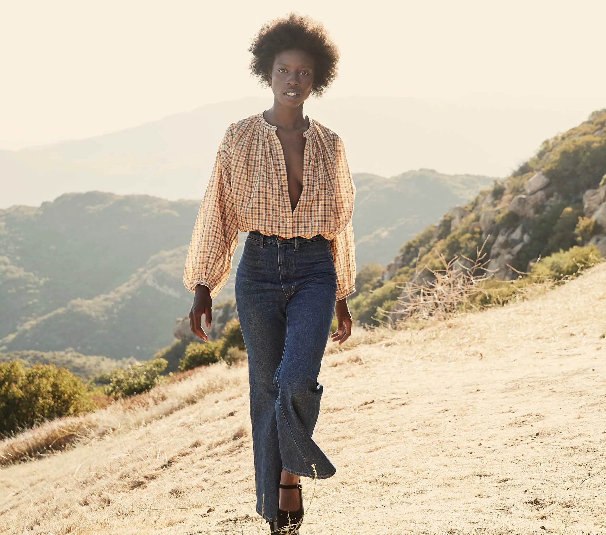 HMD -- THE JANE BLOUSE -- ORANGE MERINGUE PLAID sold by Doen product image thumbnail 5