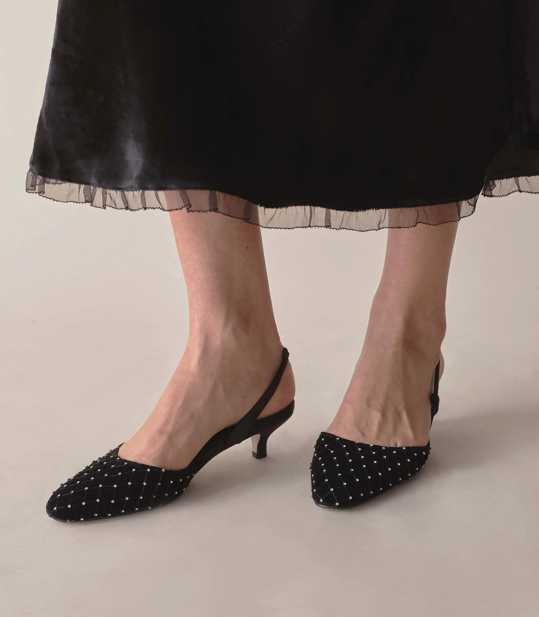 CALVI SLINGBACK -- BLACK VELVET CRYSTAL sold by Doen product image thumbnail 2
