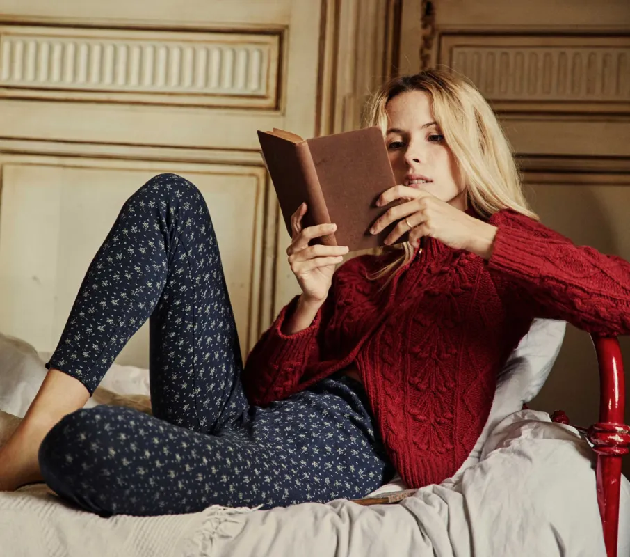 HMD -- RHEA PANT -- NAVY WINDSWEPT FLORAL sold by Doen