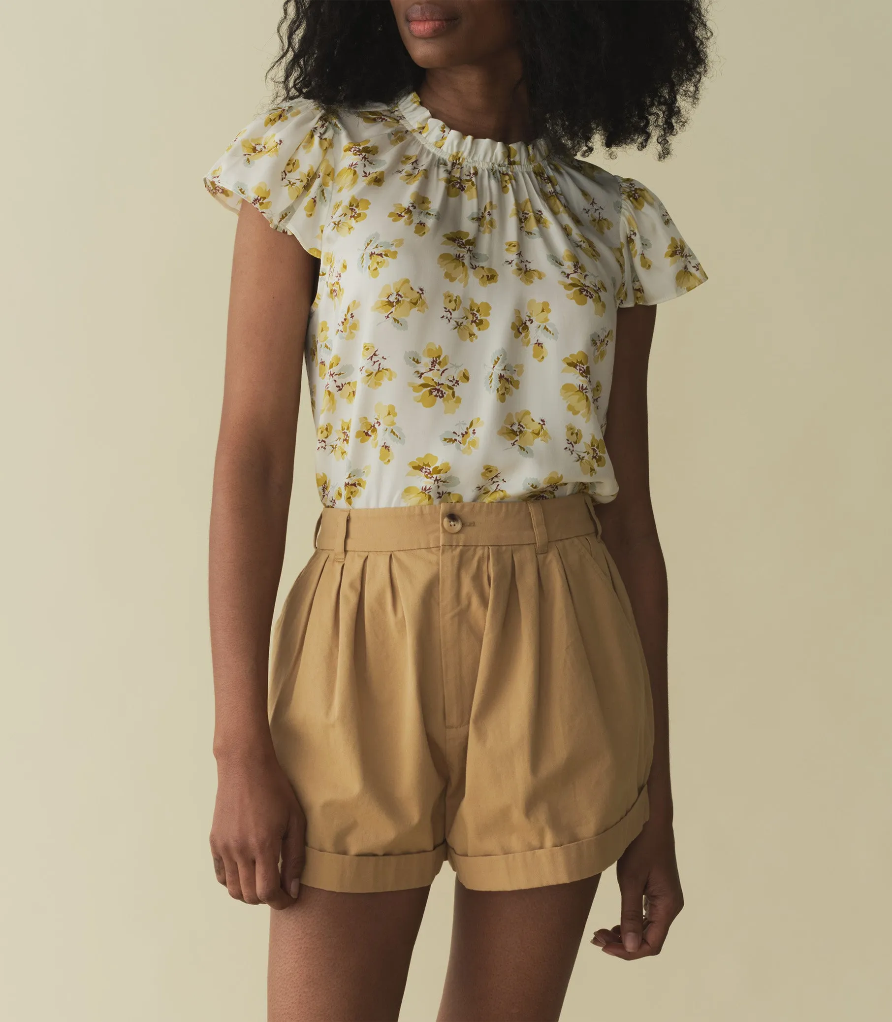 YVIE TOP -- GOLD FROLICKING FLORAL sold by Doen