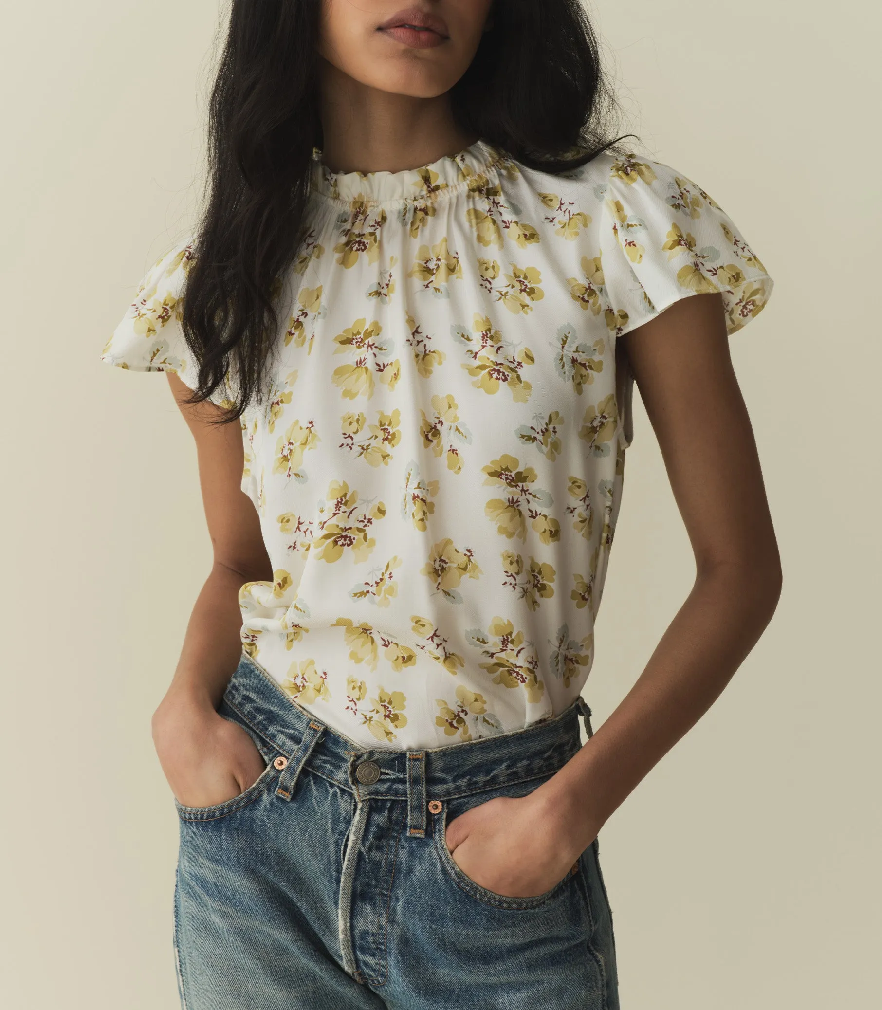 YVIE TOP -- GOLD FROLICKING FLORAL sold by Doen product image thumbnail 4