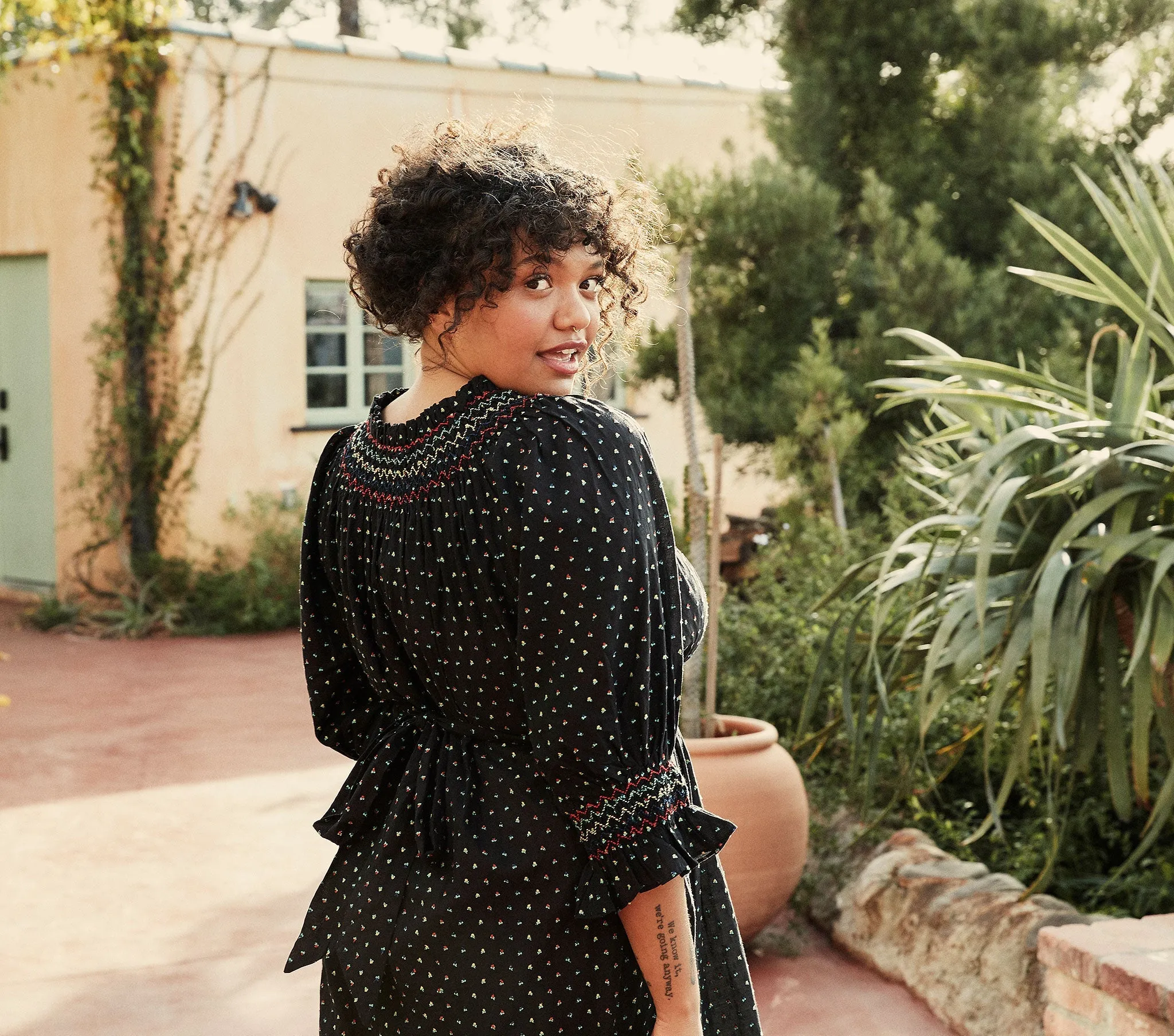 HMD -- MARINA DRESS -- BLACK W/ MULTI EMBROIDERY sold by Doen product image thumbnail 4