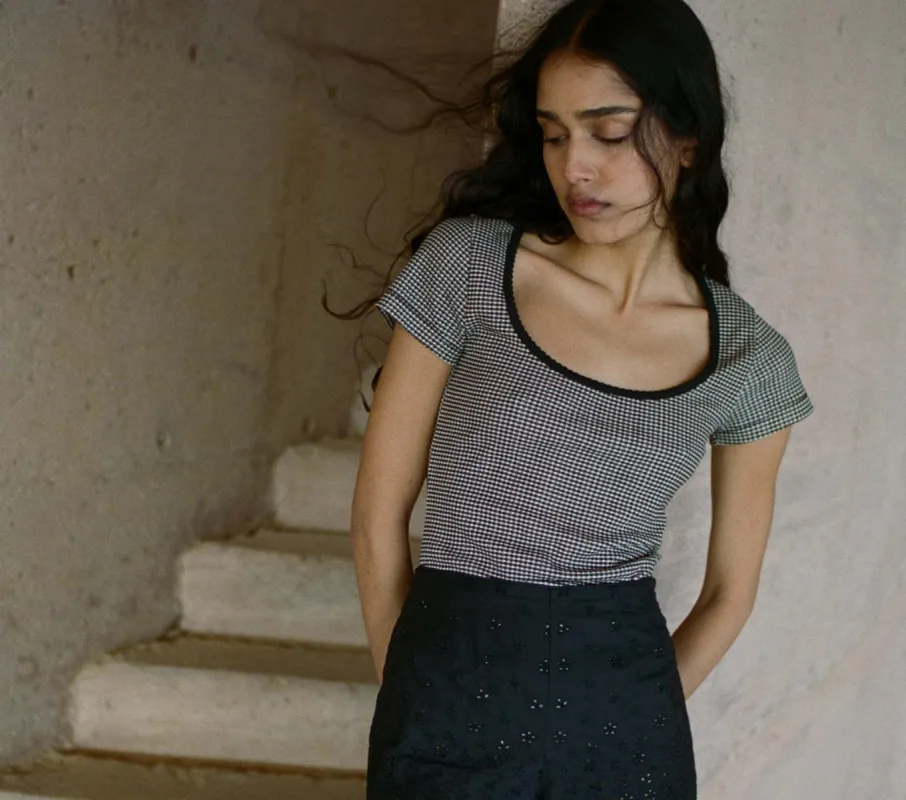 HMD -- BRIGITTE TEE -- LA MADDALENA GINGHAM sold by Doen