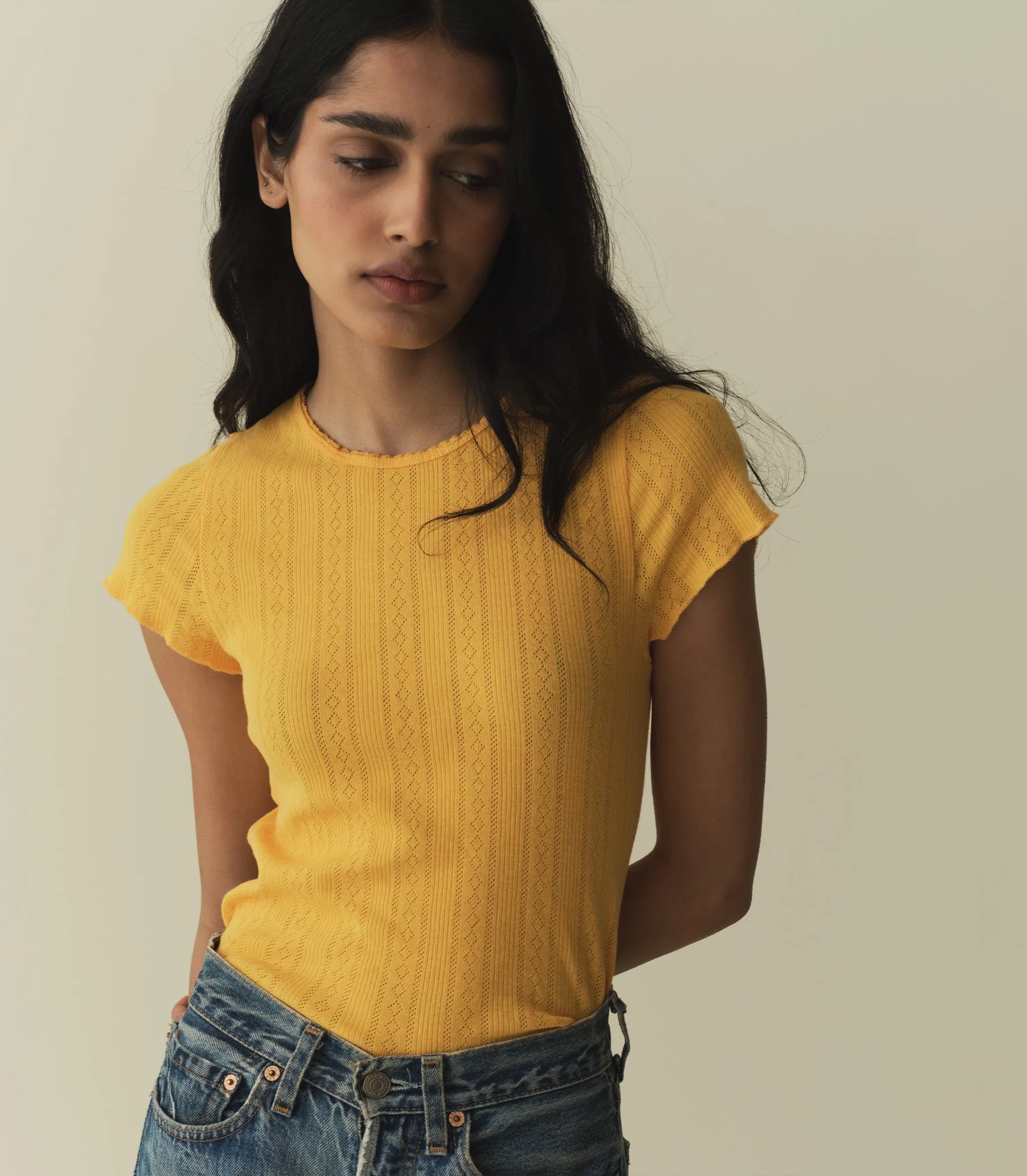 VIVI TEE -- JONQUILLE APOLLINE POINTELLE sold by Doen