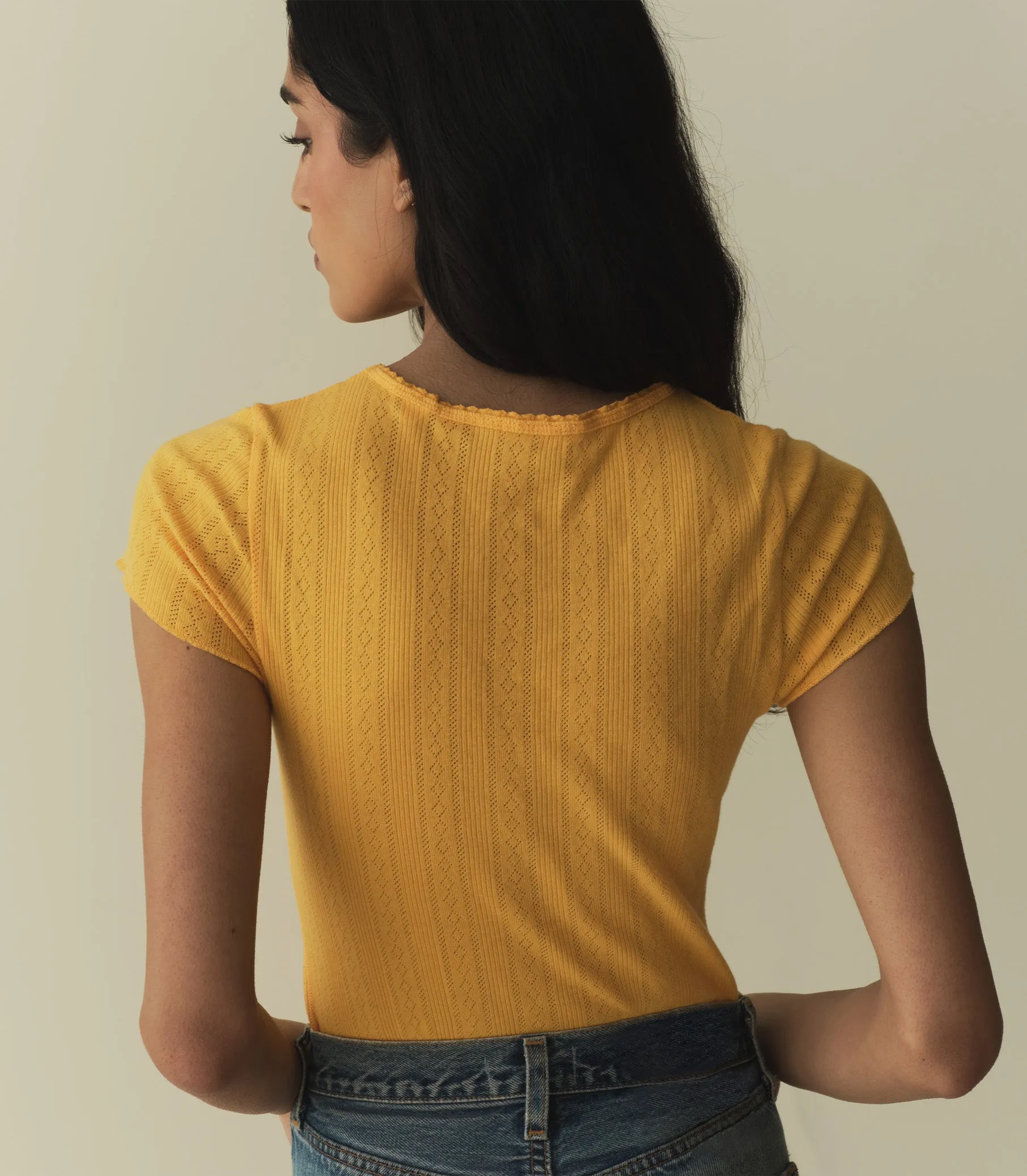 VIVI TEE -- JONQUILLE APOLLINE POINTELLE sold by Doen product image thumbnail 4