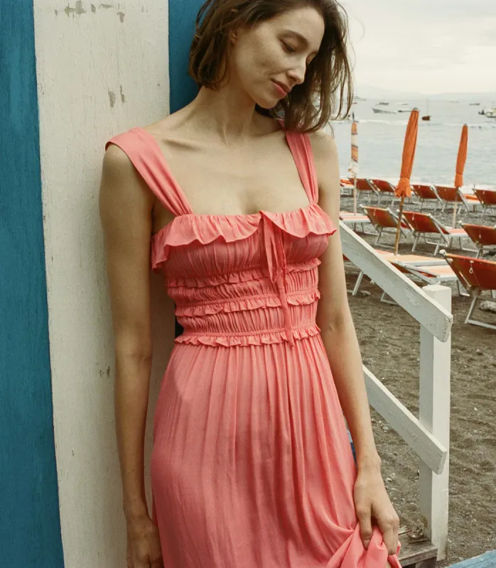 CAROLYNN DRESS -- CORAL ROSE sold by Doen