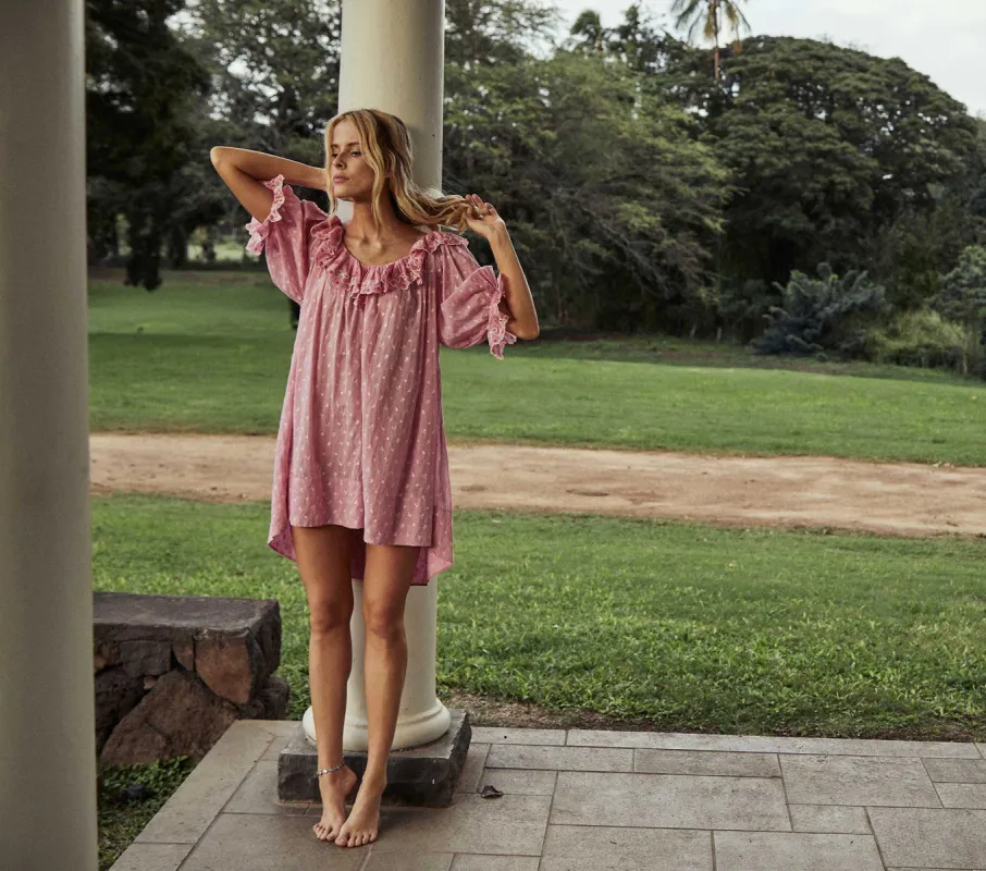 HMD -- CHATEAU NIGHTGOWN -- PINK WILDFLOWER EMBROIDERY sold by Doen