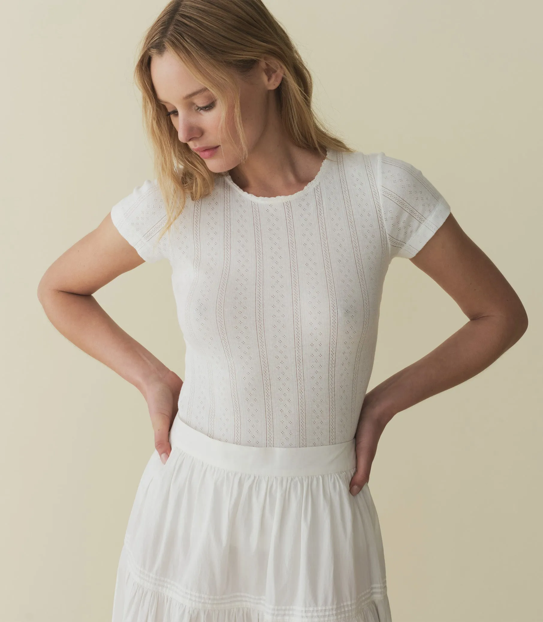 VIVI TEE -- SALT QUELLE JOLIE POINTELLE sold by Doen product image thumbnail 4