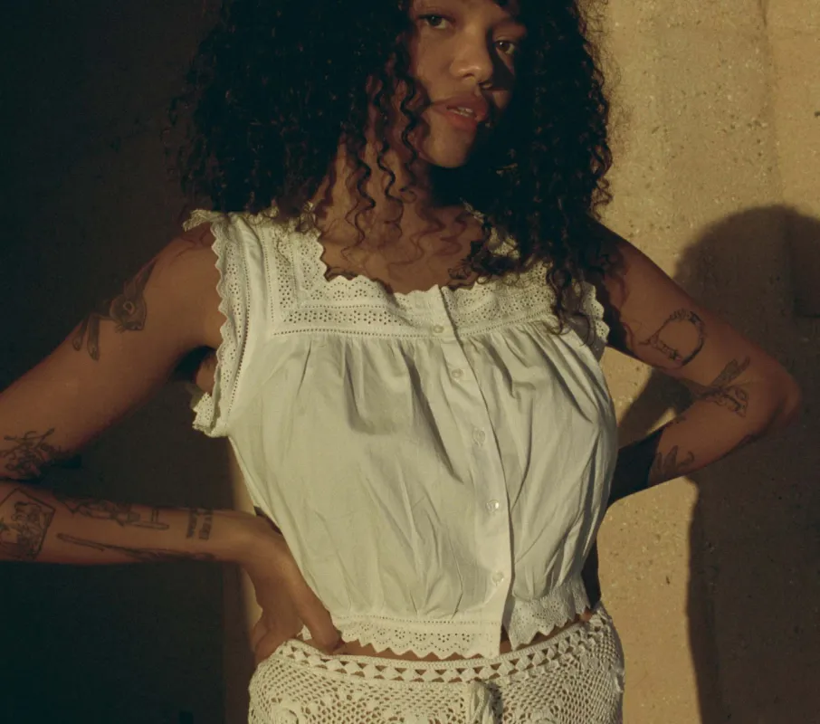 HMD -- TILLIE TOP -- POWDER sold by Doen