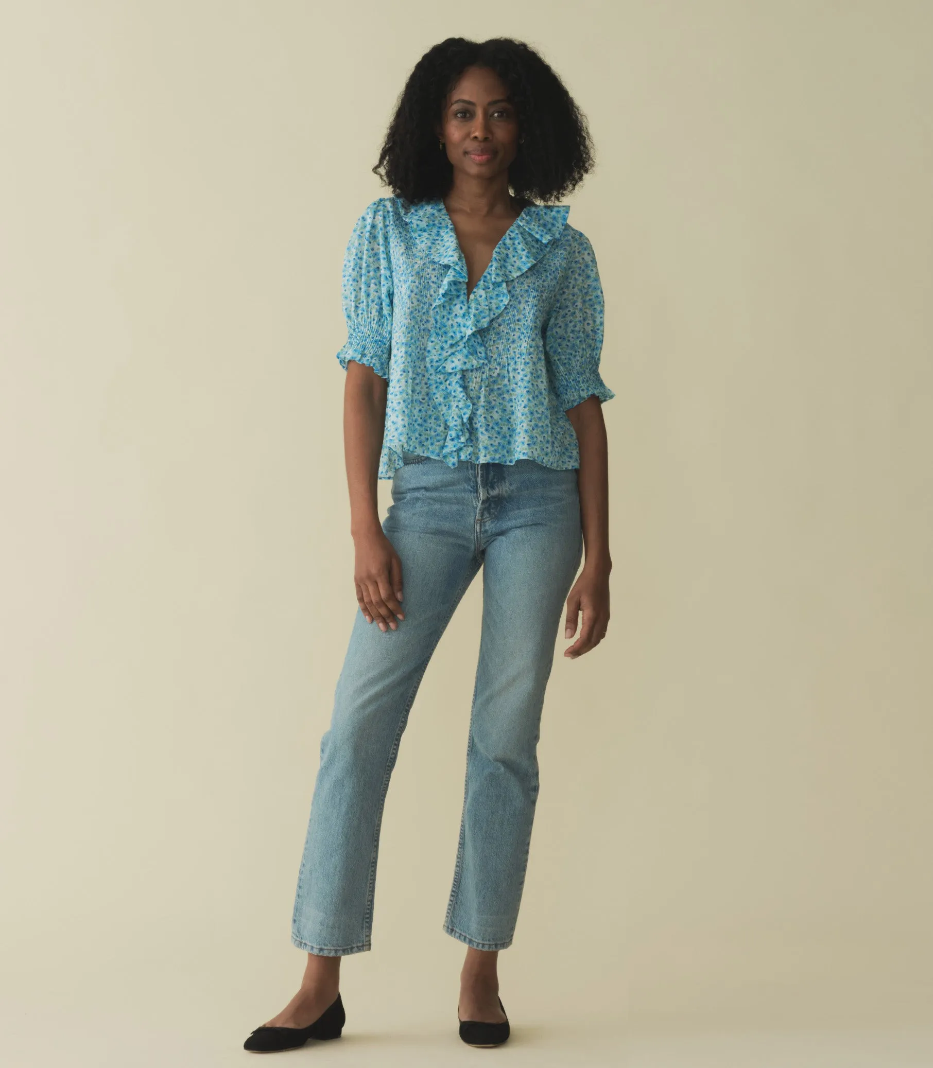 HENRI TOP -- BLEU DAISY FIELDS sold by Doen product image thumbnail 4