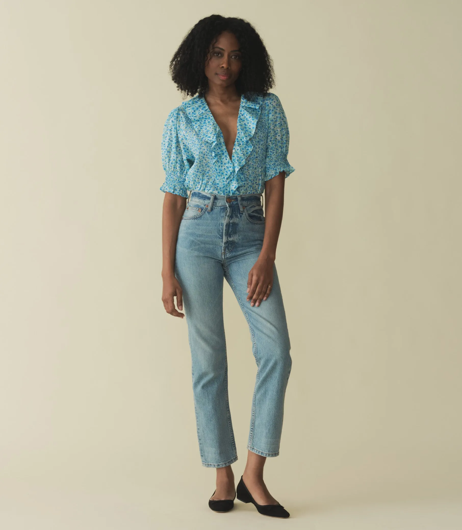 HENRI TOP -- BLEU DAISY FIELDS sold by Doen