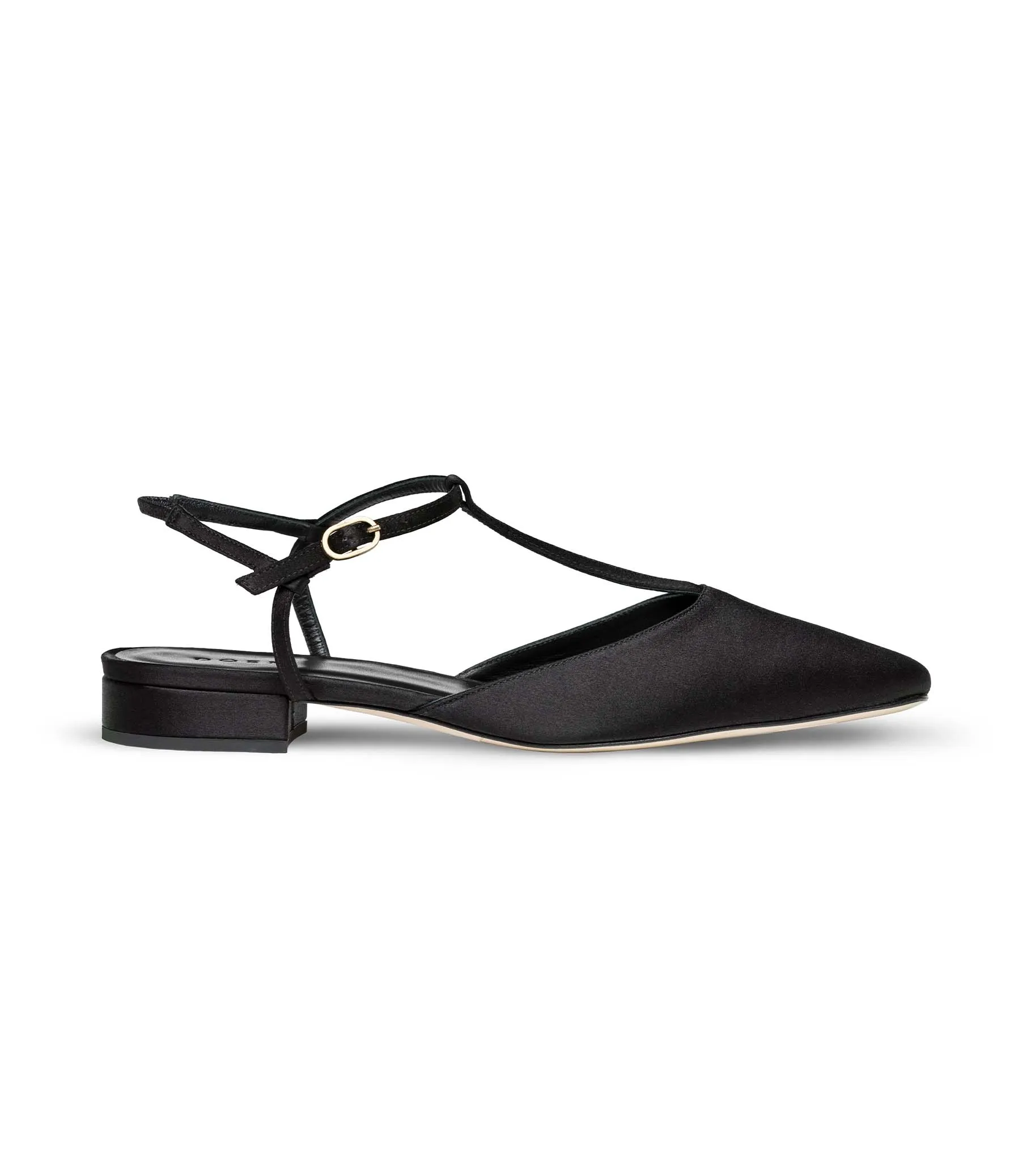 CRISTINA T STRAP FLAT -- BLACK SATIN sold by Doen product image thumbnail 4