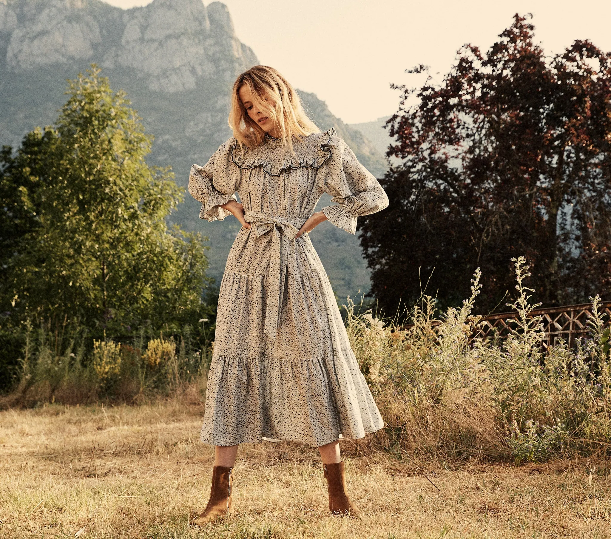 HMD -- MOUNTAIN DRESS -- CREAM CALIFORNIA WILDFLOWER sold by Doen product image thumbnail 5