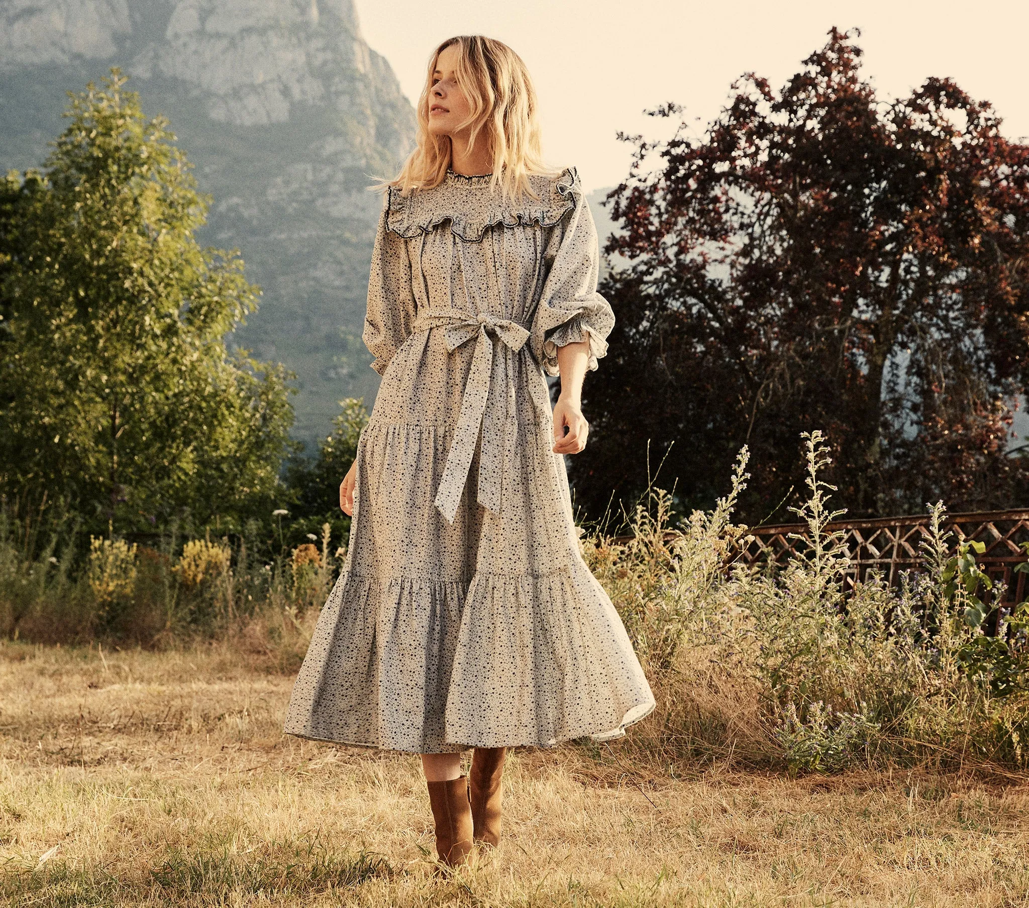 HMD -- MOUNTAIN DRESS -- CREAM CALIFORNIA WILDFLOWER sold by Doen