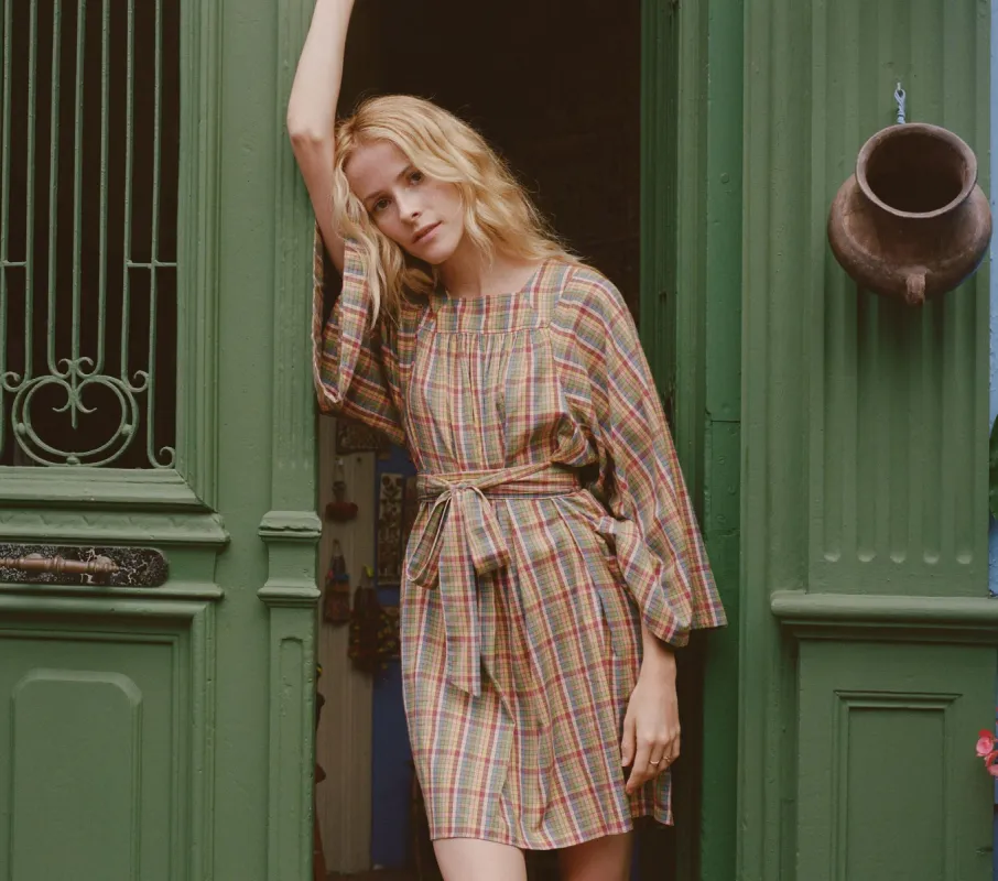 HMD -- CALDER DRESS -- RAINBOW PLAID sold by Doen