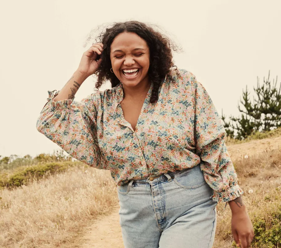 HMD -- ROSE TOP -- CREAM LADY BIRD FLORAL sold by Doen