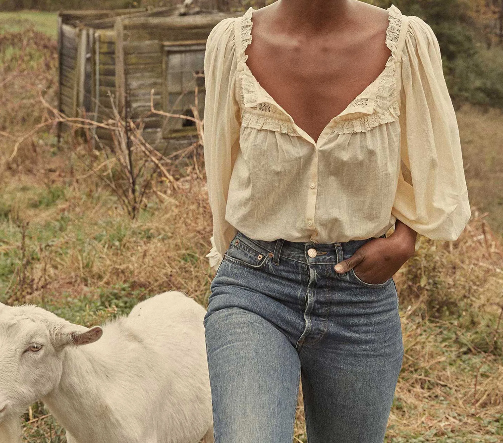 HMD -- CLAUDETTE TOP -- ALABASTER sold by Doen product image thumbnail 3