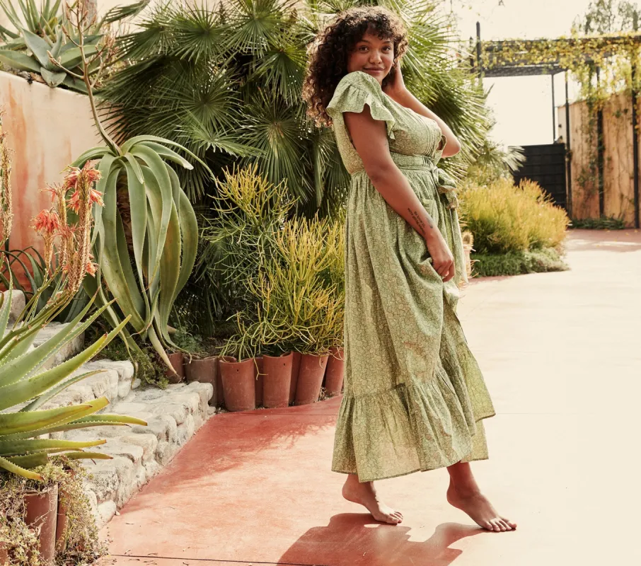 HMD -- MARFA DRESS -- GREEN GARDEN BLOOM sold by Doen